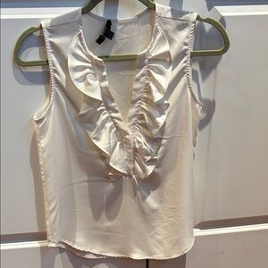 J. Crew Cream Ruffle Front Blouse